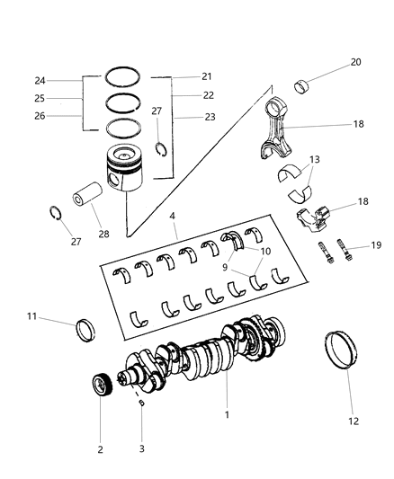 2006 Dodge Ram 3500 Crankshaft , Pistons , Flywheel And Torque Converter Diagram 2 - Thumbnail