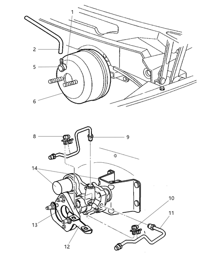 1998 Dodge Ram 3500 Regular Cab Booster - Power Brake & Hydro Diagram