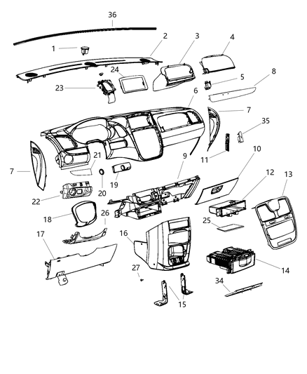 2017 Dodge Grand Caravan Latch Glove Box Door Lower Glove Box Diagram for 1JF19BD1AA