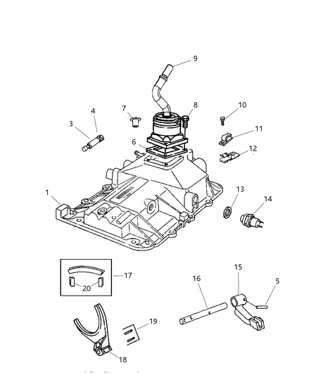 2005 Dodge Ram 2500 Pad Package Shift Fork Diagram for 5012019AA