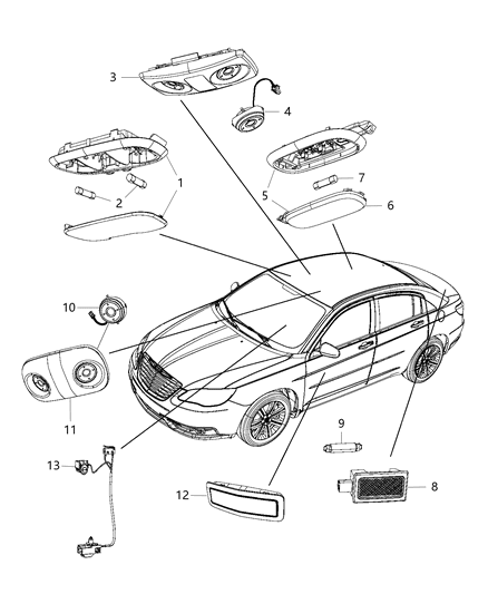 2012 Dodge Avenger Lamp Reading Diagram for 1CY12HL1AB