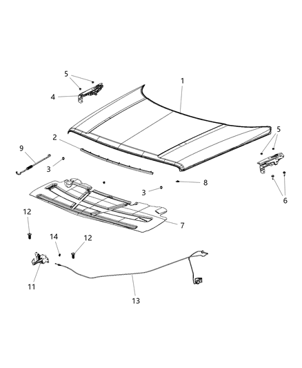 2015 Jeep Patriot Hood & Related Parts Diagram