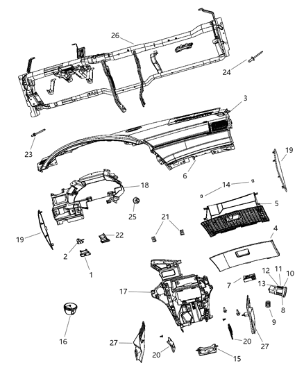 2008 Chrysler Pacifica Glove Box Door, Front Diagram for YV171D1AA