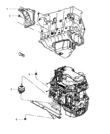 2009 Dodge Nitro Bracket Engine Mount Diagram for 52125121AF