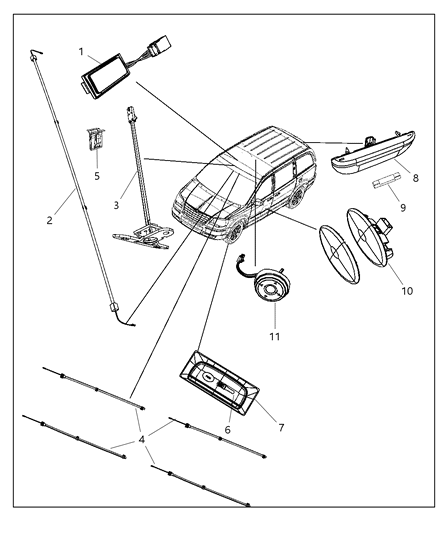 2011 Chrysler Town & Country Lamp Auxiliary Rear Ohc Halo Pipe Lamp Diagram for 1DJ67HDAAA
