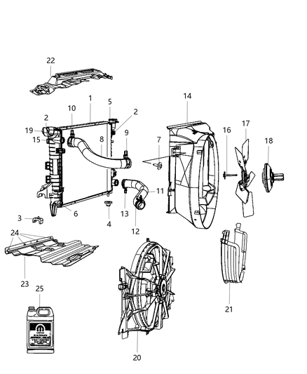 2011 Ram 2500 Radiator Engine Cooling Diagram for 55057090AB