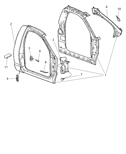 2010 Dodge Ram 3500 Cab Chassis Front Aperture Panel Diagram 1 - Thumbnail