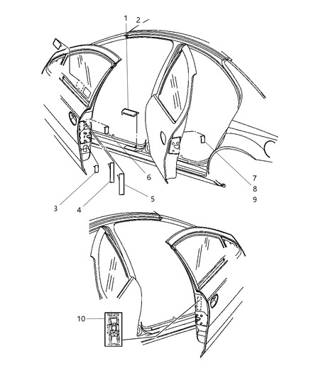 2005 Dodge Neon Label Air Bag Warning Diagram for 4664313AA