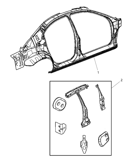 2001 Chrysler Sebring Sedan & Convertible Aperture Panels Diagram 1 - Thumbnail