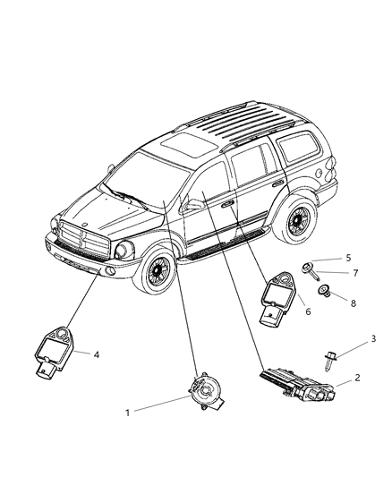 2009 Dodge Durango Module Occupant Restraint Diagram for 68040160AC
