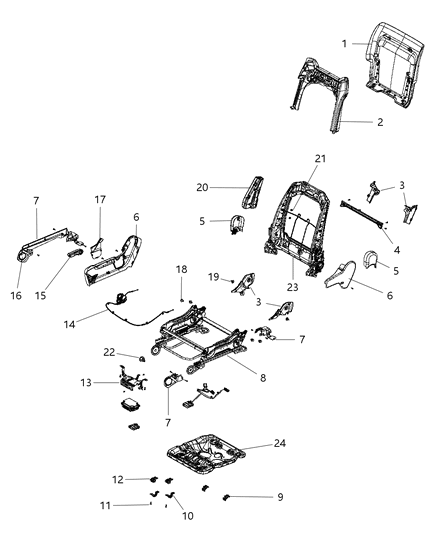 2012 Jeep Grand Cherokee Shield Seat Adjuster Diagram for 1UP87BD3AA