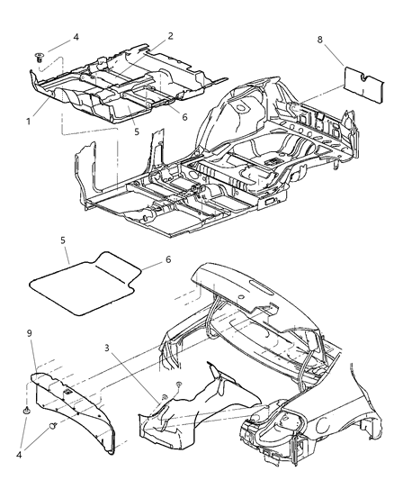 2000 Dodge Neon Mat Kit Floor - Rear Diagram for 82204956