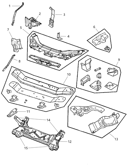 2001 Chrysler Sebring Sedan & Convertible Front Frame, Front Diagram 1 - Thumbnail