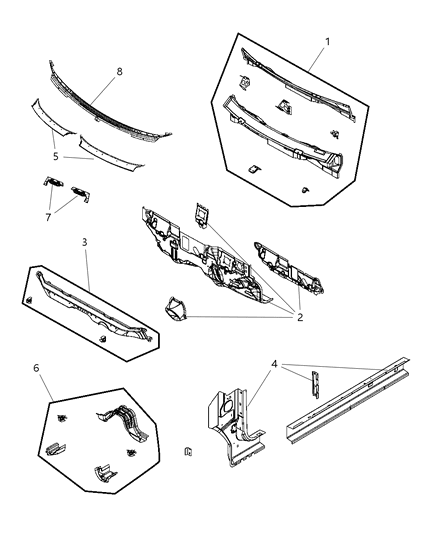 2009 Dodge Journey Cowl, Dash Panel & Related Parts Diagram