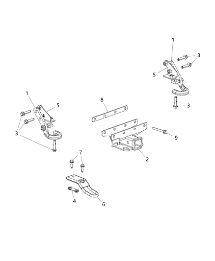 2013 Jeep Wrangler Tow Hooks & Hitches, Rear Diagram