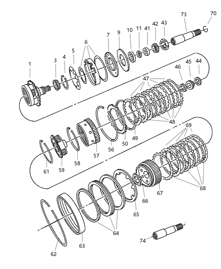 2007 Dodge Dakota Gear Train of Automatic Transmission Diagram