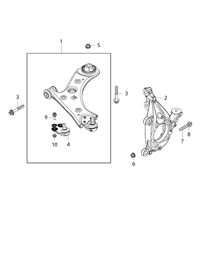 2020 Jeep Compass Lower Control Arm, Front Driver Side Diagram for 68429726AA
