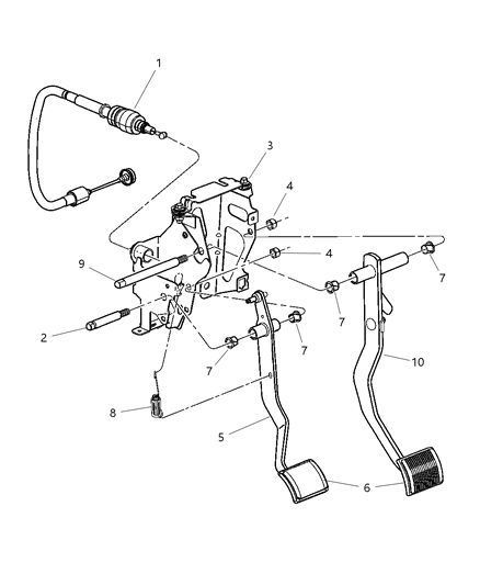 2005 Chrysler Sebring Sedan & Convertible Clutch Pedal Diagram