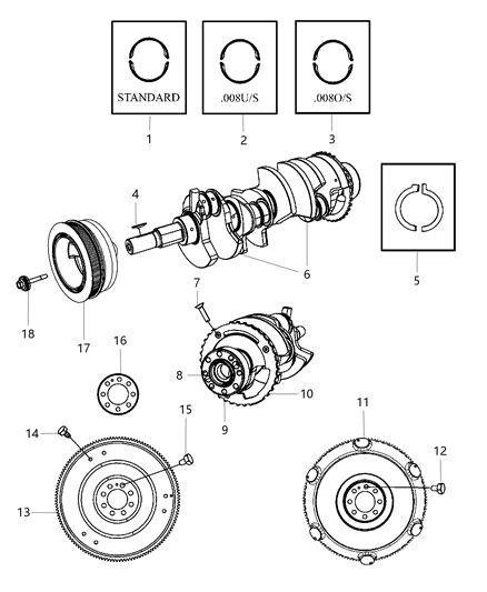 2010 Dodge Challenger Crankshaft See Note Diagram for 5037458AB