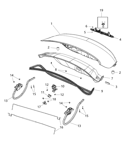 2015 Chrysler 200 Hinge Deck Lid Diagram for 68159368AA
