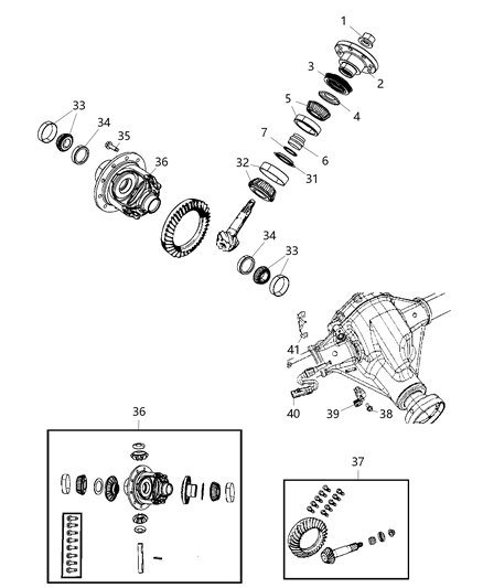 2008 Jeep Wrangler Differential Assembly , Front Diagram 2 - Thumbnail