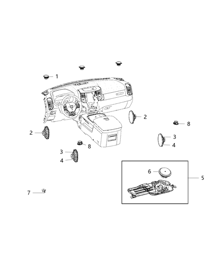 2020 Ram 3500 Cab Chassis(<10K lb.) Speakers, Amplifier And Sub Woofer Diagram 2 - Thumbnail