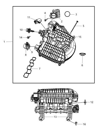 2008 Dodge Nitro Intake Manifold, Upper Diagram for 4593578AD