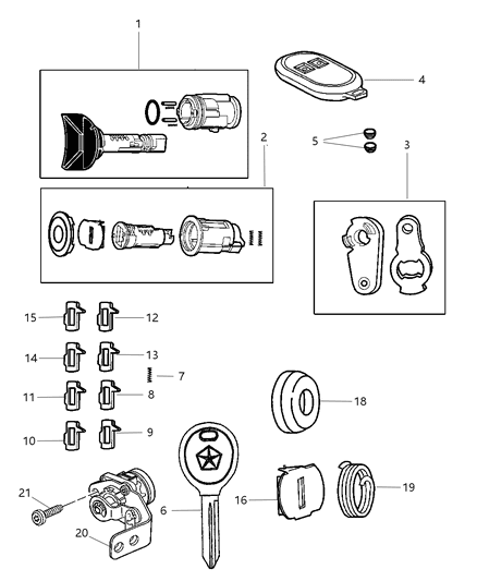 2003 Jeep Grand Cherokee Cylinder Ignition Lock Diagram for 5083915AA