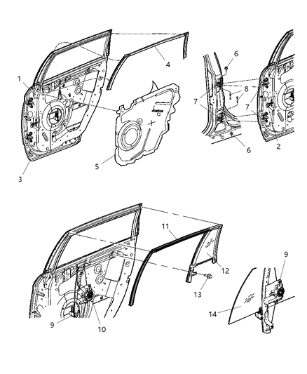 2005 Chrysler Pacifica Regulator Rear Door Window Diagram for 4894272AA