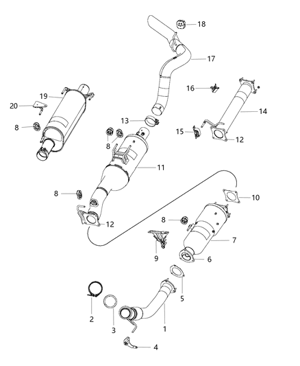 2016 Ram 3500 Catalytic Converter Diagram for 68292410AA