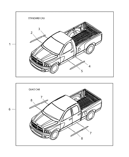 2009 Dodge Ram 3500 Pickup Decal Kit Diagram