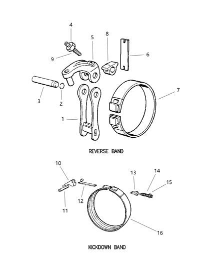 1998 Jeep Grand Cherokee Bands, Reverse & Kickdown With Linkage Diagram 2 - Thumbnail