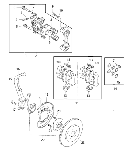 1998 Chrysler Sebring Coupe Front Brakes Diagram 2 - Thumbnail