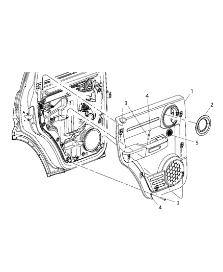 2008 Dodge Nitro Bezel Remote Handle Diagram for 1CL74ZJ8AB