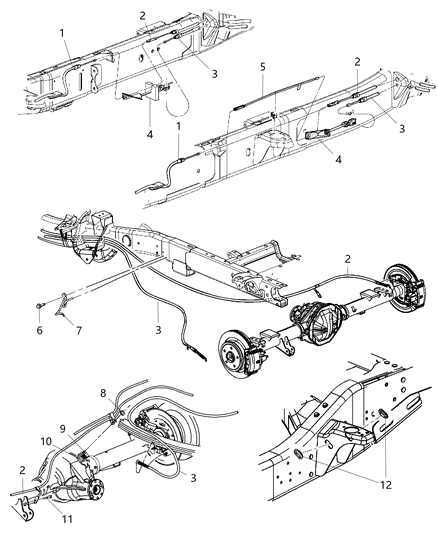 2014 Ram 5500 Park Brake Cables, Rear Diagram