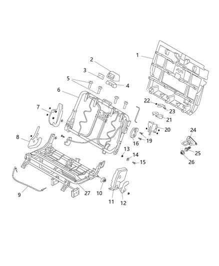 2016 Ram ProMaster City Rear Seat Frame, Adjusters, Recliners, Shields And Riser 60% Side Diagram