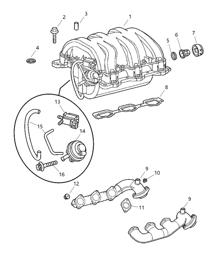 2004 Chrysler Crossfire Intake Manifold Gasket Diagram for 5096513AA