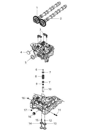 2018 Jeep Wrangler JK (Previous-generation) Camshafts & Valvetrain Diagram 1 - Thumbnail