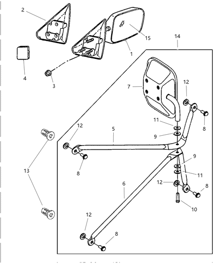 1997 Dodge Ram 2500 Mirror Head Diagram for 4746372