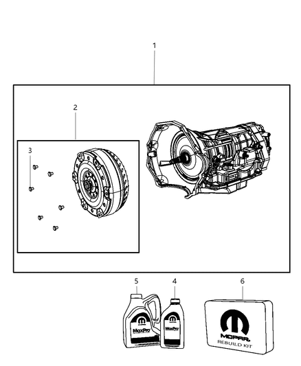 2011 Ram 3500 Pickup Transmission / Transaxle Assembly of Automatic Transmission Diagram