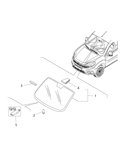 2015 Ram ProMaster City Windshield, Front Diagram for 68266307AA