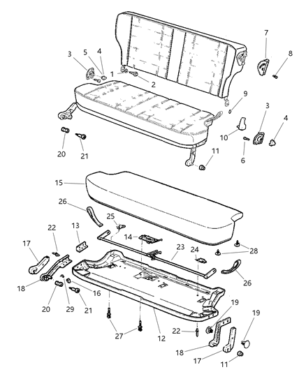 1997 Jeep Cherokee Seat Bracket Bumper Diagram for 55001212