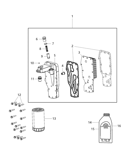 2020 Ram 3500 Pickup Engine Oil, Engine Oil Filter, Adapter/Cooler And Splashguard Diagram 3 - Thumbnail