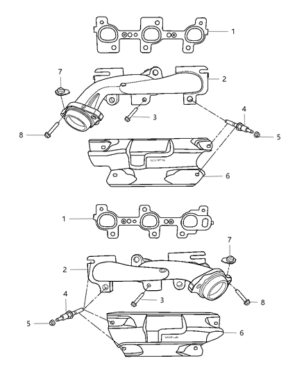 2009 Jeep Commander Exhaust Manifolds & Heat Shields Diagram 1 - Thumbnail