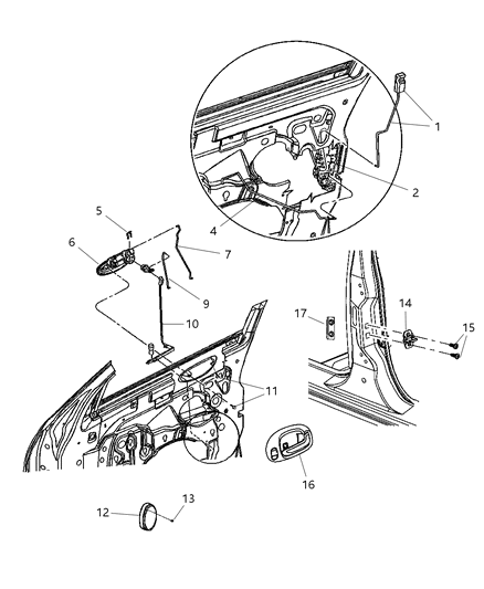 2005 Dodge Stratus Handle Exterior Door Diagram for QA39BPKAF