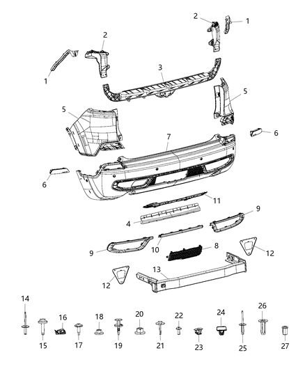 2020 Jeep Cherokee Fascia, Rear Diagram 2 - Thumbnail
