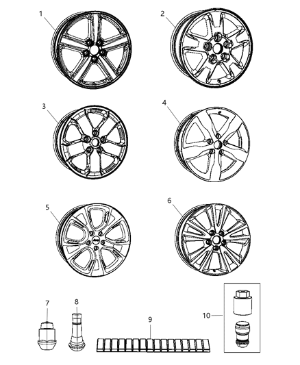2012 Jeep Grand Cherokee Wheel Aluminum Diagram for 1HQ21SZ0AC