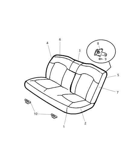 2005 Dodge Stratus Seat Cushion, Taupe, Rear Diagram for YB501L2AA