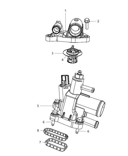 2010 Chrysler Sebring Thermostat & Related Parts Diagram 3 - Thumbnail