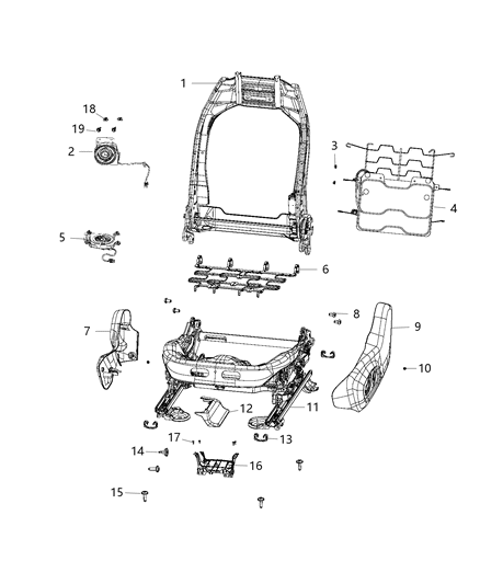 2018 Jeep Compass Front Seat - Adjusters, Recliners And Shields - Driver - Power Diagram